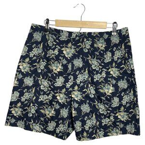 Vintage Van Heusen Women’s High RiseSkort Size 16 Navy Blue Floral Cotton USA Ma